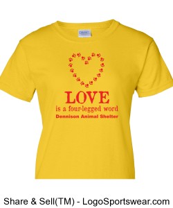 Yellow Ladies Love Dog Shirt Design Zoom
